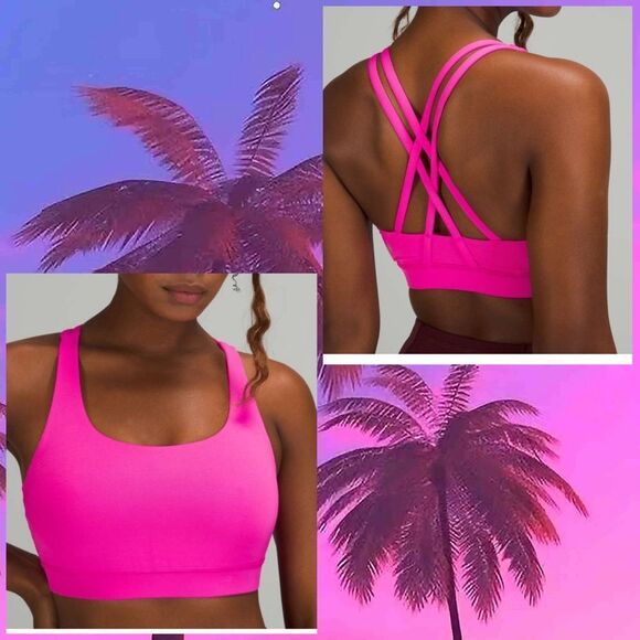 Lululemon Energy Bra Medium Support, B–D Cups Pow Pink size 4‎ NWT sports bra - Picture 2 of 8